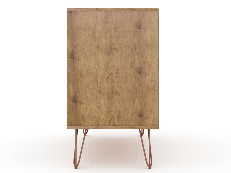 Manhattan Comfort Rockefeller Mid-Century Modern Dresser with 3-Drawers - Natural & Textured Grey