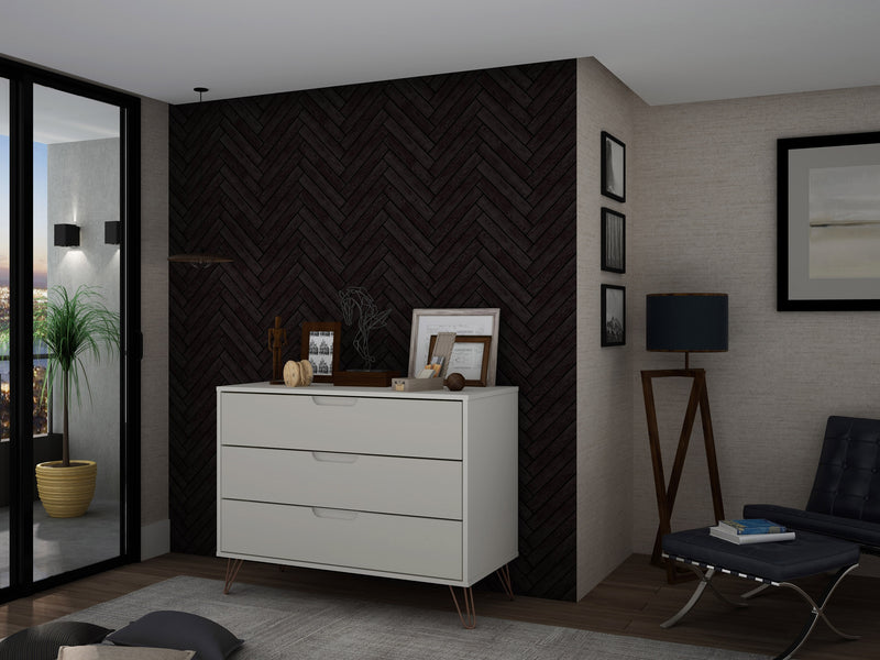 Manhattan Comfort Rockefeller Mid-Century Modern Dresser with 3-Drawers