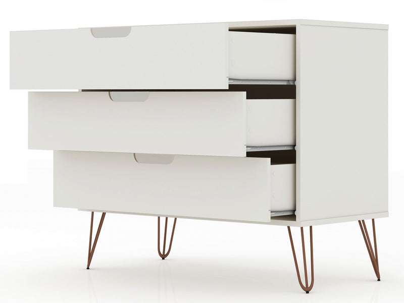 Manhattan Comfort Rockefeller Mid-Century Modern Dresser with 3-Drawers