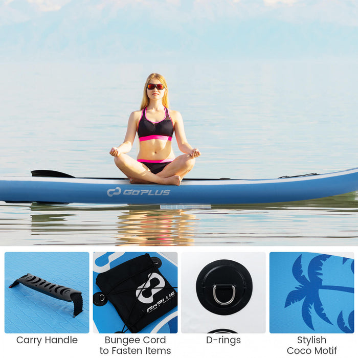 Goplus Large Inflatable Sup Board, Portable Paddle Board With 5d Rings Stand Up Paddle Board For Youth & Adult Blue