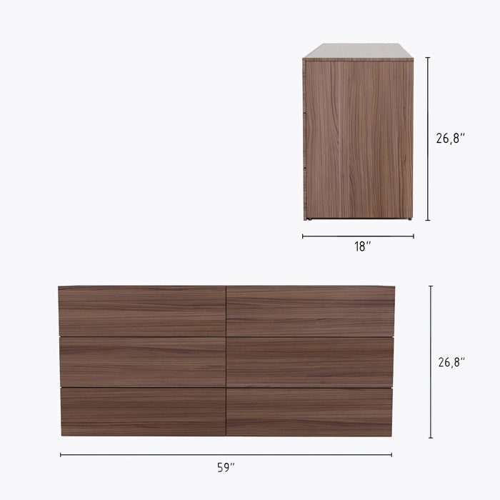 Nordika James 6-Drawer Dresser - Walnut