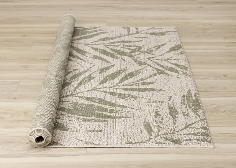 Jackson Taupe White Elegant Border Outdoor Rug, 5'3\" x 7'7\" Outdoor Area Rug