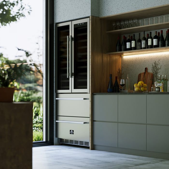 Forno Campania 32\" Wine Cooler, Stainless Steel, Dual Wine Zones,17.7 cu.ft - FWCDR6635-32S