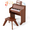 Costway 25 Keys Digital Piano with Music Stand Stool Lighted Keys Teaching Mode for 3+ Kids Brown