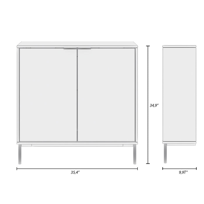 Nordika Slim 2-Door Storage Console Accent Cabinet - Black