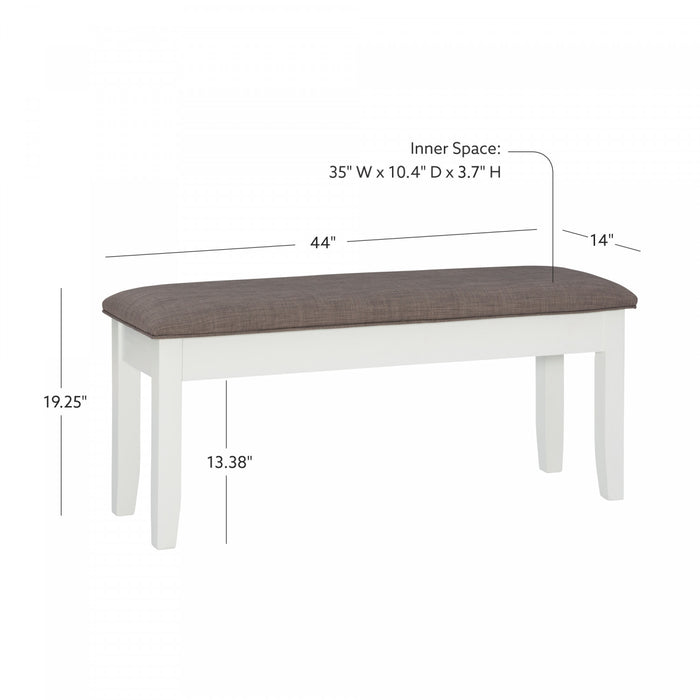 Jane Fabric Storage Dining Bench - Taupe