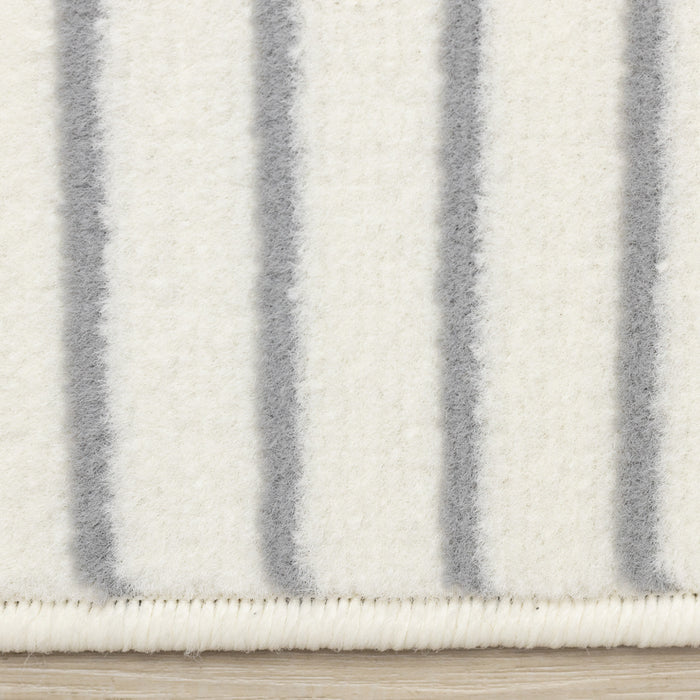 Forte White Grey Curved Arches Indoor Area Rug - 6'7\" x 9'6\"