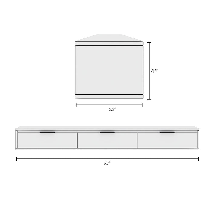 Nordika Slim 72\" Wall-Mounted TV Stand with 3 Storage Cabinets - Light Walnut