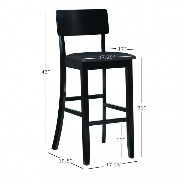 Torino Faux Leather Contemporary Barstool - Black