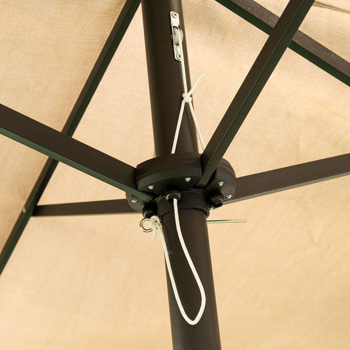 Costway 15' Market Outdoor Umbrella Double-Sided Twin Patio w/ Crank Beige