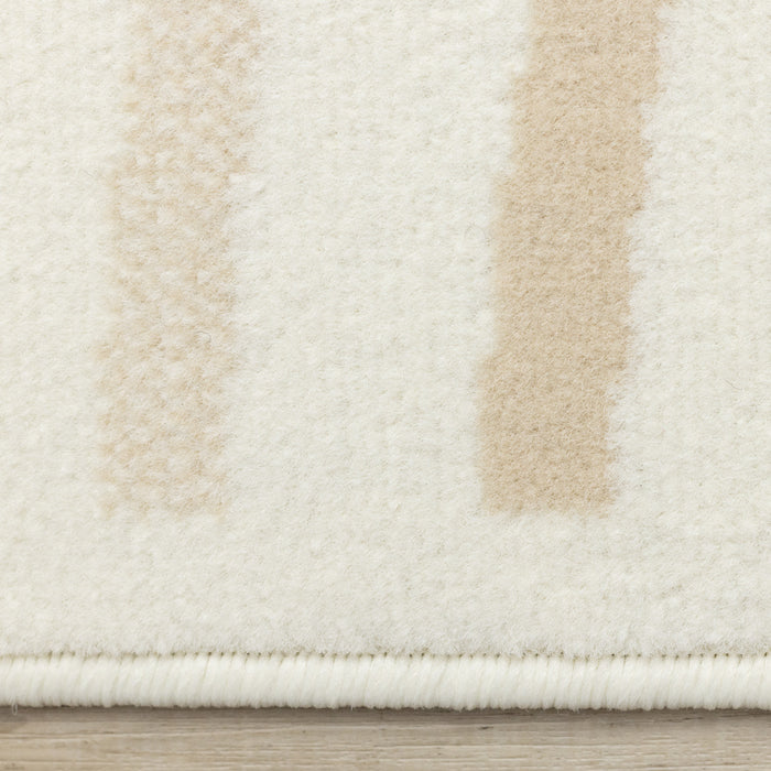 Forte Cream Beige Brown Curvy Lines Area Rug - 5'3\" x 7'5\"