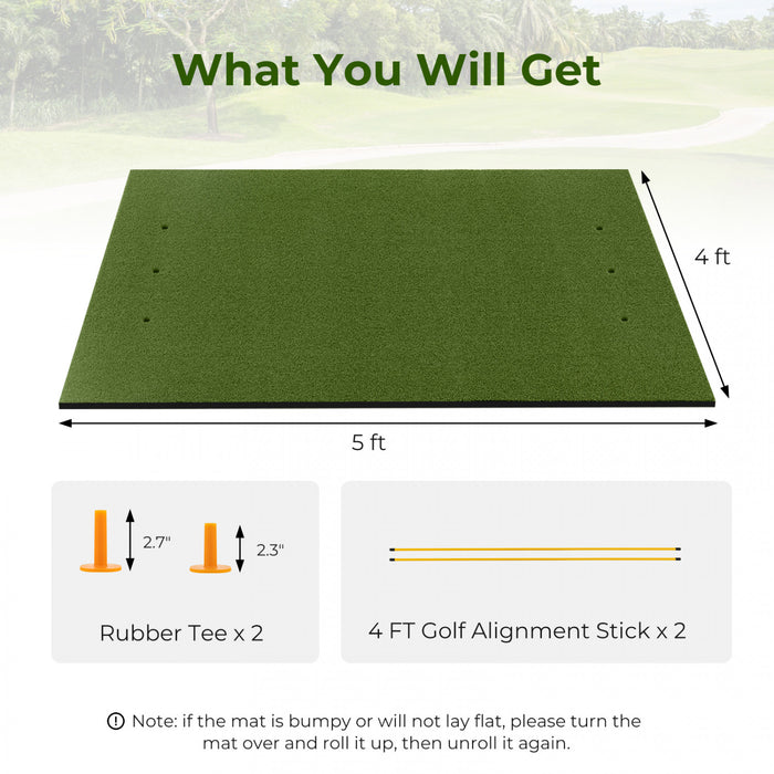 Costway 5 X 4 Ft Golf Hitting Mat Artificial Indoor Outdoor Turf Golf Training Mat 20 Mm