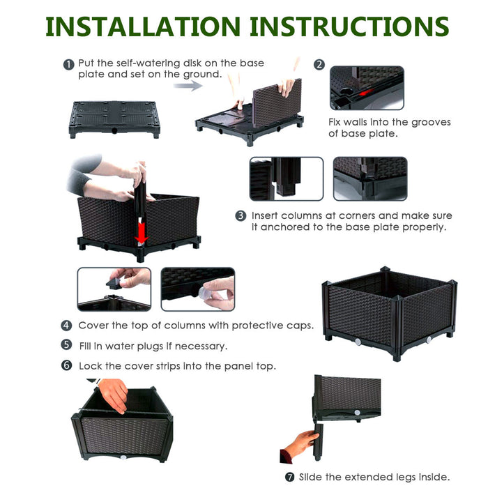 Costway Set Of 4 Raised Garden Bed Elevated Flower Vegetable Herb Grow Planter Box Brown