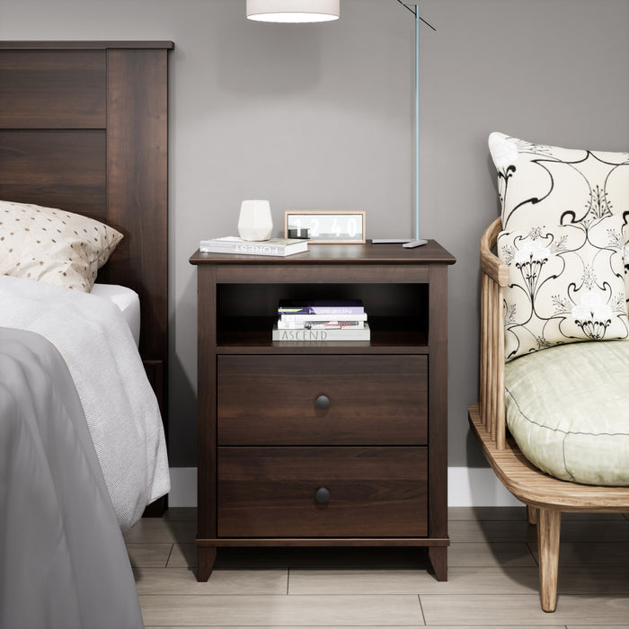 Yaletown 2-Drawer Tall Nightstand - Espresso