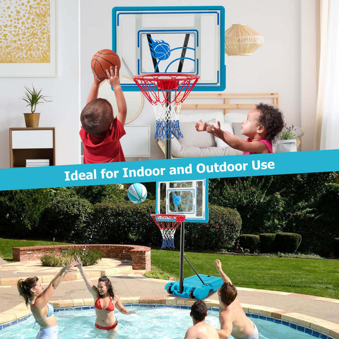 Costway Pool Basketball Hoop 3.8-4.4 Ft Adjustable Poolside Basketballgoal System