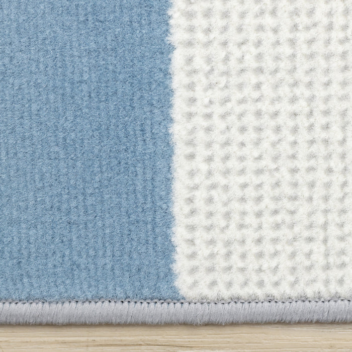 Forte Blue Grey White Half-Circles Geometric Area Rug - 5'3\" x 7'5\"