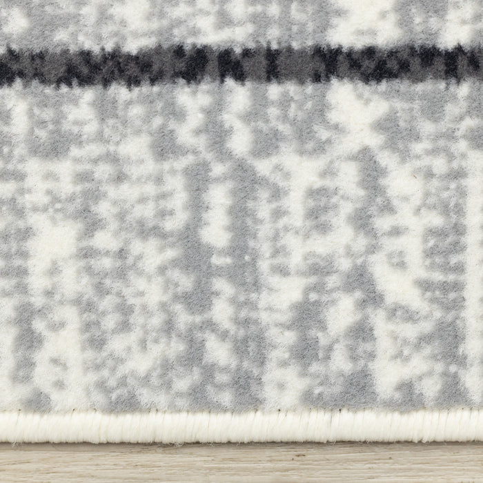 Forte White Grey Black Modern Striped Patches Area Rug - 5'3\" x 7'5\"