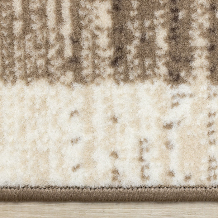 Forte Brown Beige Cream Abstract Geometric Design Area Rug - 7'9\" x 10'6\"