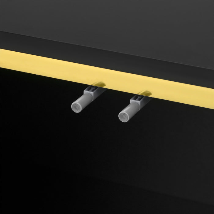 Croma 67 Inch Modern High-Gloss TV Stand with Cable Management and Gold Trim, Black