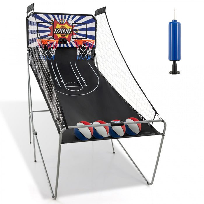 Costway Dual Shot Basketball Arcade Game With 8 Game Modes Arcade Sound Electronic Scoring White
