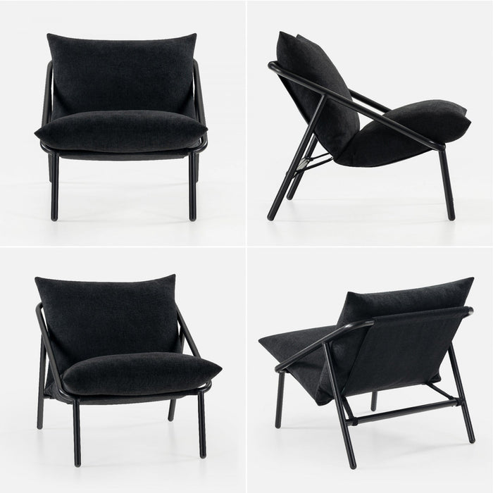 Ada Metal Frame Sling Accent Chair with Cushions - Black