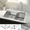 MultiSINK 33 in. D10in. Dual Mounted 60/40 Workstation Kitchen Sink, Waterfall Faucet,Stainless Steel - H-XN30 Laundry Combo | Evier poste de travail MultiSINK 33 po 60/40, prof. 10 po, double pose, robinet cascade, inox - H-XN30