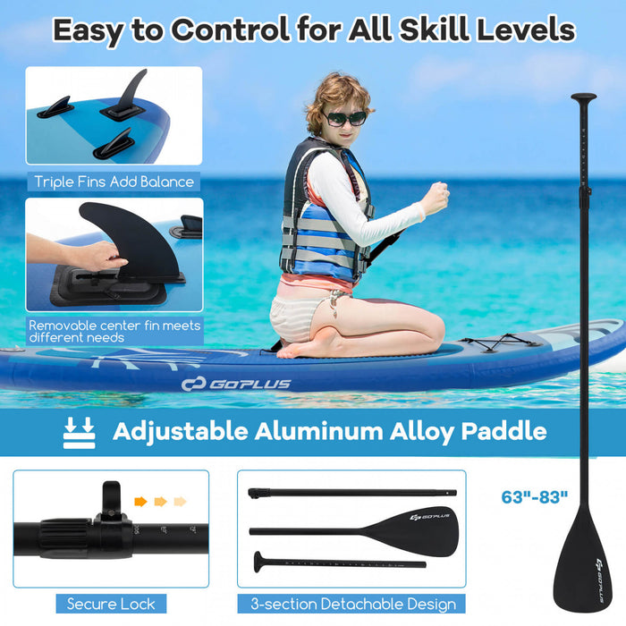 Goplus Small Inflatable Sup Board, Portable Paddle Board With 5d Rings Stand Up Paddle Board For Youth & Adult Navy