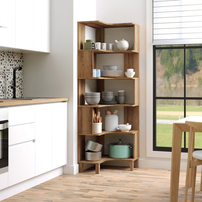 Prepac Nordik Corner Bookcase - Natural Oak