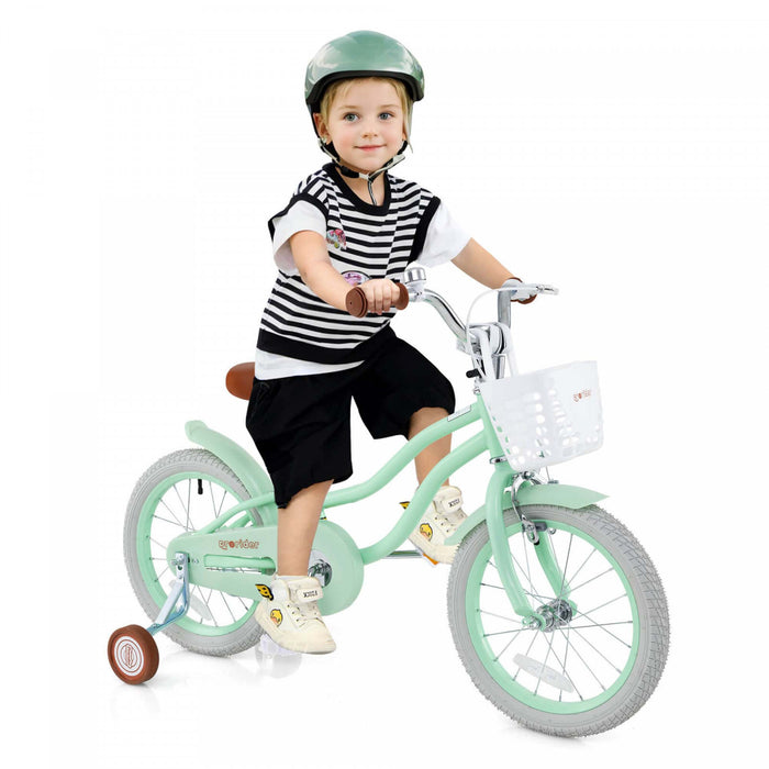 Prorider 16\" Kids Bike Toddler Adjustable Bicycle With Training Wheel For 4-7 Years Old Girl Green