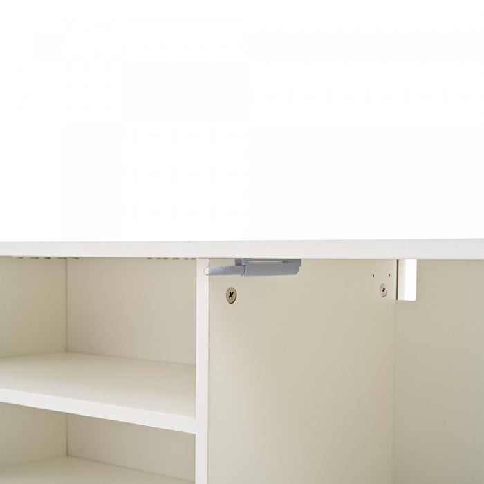 Zara 65 Inch Wall-Mounted TV Unit Set with Display Shelves, White