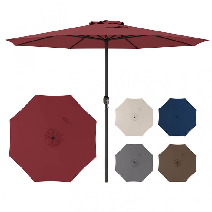 Costway 12 FT Patio Umbrella Outdoor Market Umbrella with Crank Handle 8 Sturdy Ribs Red