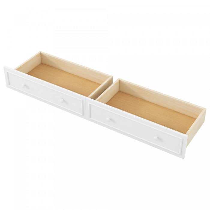 Arthur Full Size Wood Daybed with LED Light, USB Port and 2 Storage Drawers, White