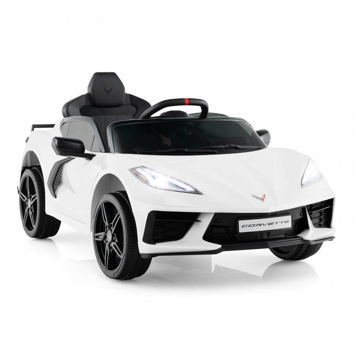 Costway 12v Electric Kids Ride On Car With Remote Control Wireless Connection Lights White