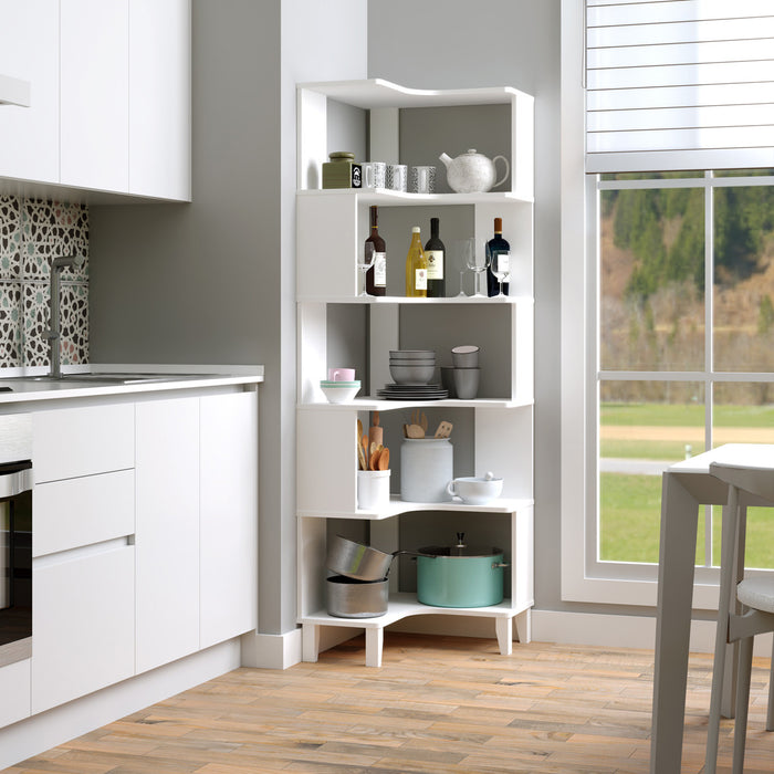 Prepac Nordik Corner Bookcase - White