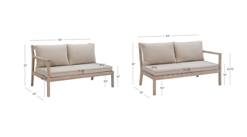 Teagon Natural Beige Outdoor Patio Loveseat - Set of 2