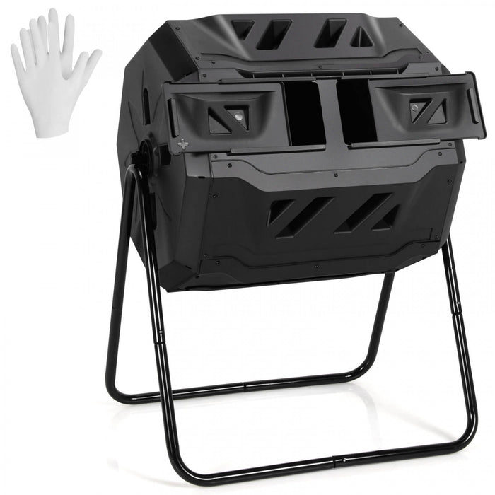 Costway Tumbling Composter 40 Gallon Garden Rotating Compost Bin W/dual Chamber