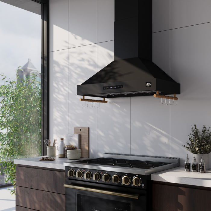 Forno Venezia 36 Inch Wall-Mounted Range Hood, Black-FRHWM5503-36BLK