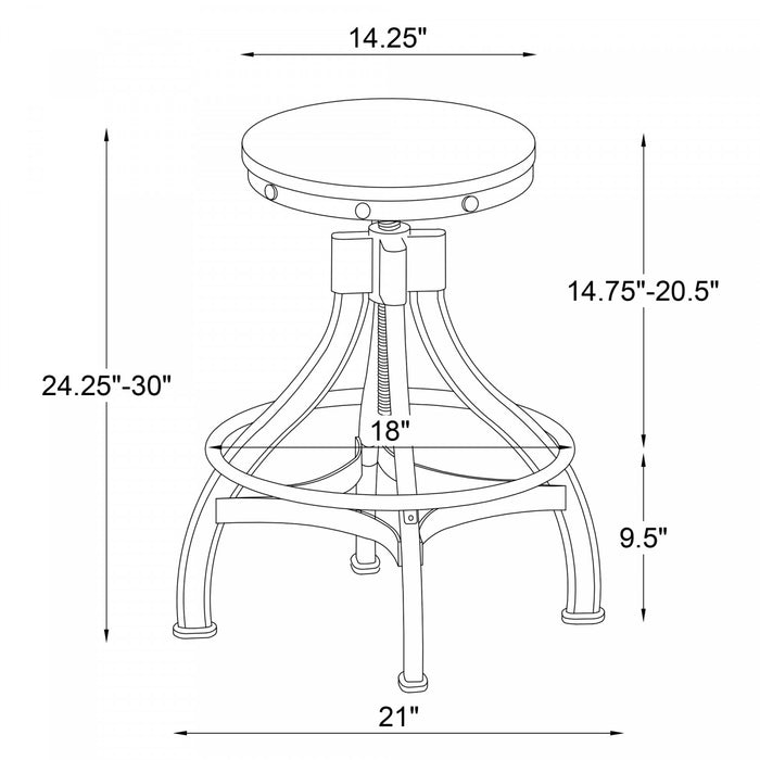 Hawkford Brown Adjustable Height Backless Barstool - Set of 2