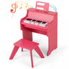 Costway 25 Keys Digital Piano with Music Stand Stool Lighted Keys Teaching Mode for 3+ Kids Pink