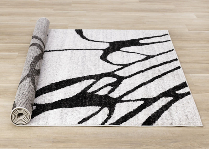 Emmett Grey Black Drizzle Swirl Rug, 7'10\" x 10'6\" Indoor Area Rug