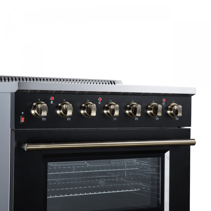 Forno Galiano 36 Inch Freestanding Electric range, 5 radiant burners, 5.36 cu.ft., Black - FFSEL6083-36BLK Electric Range