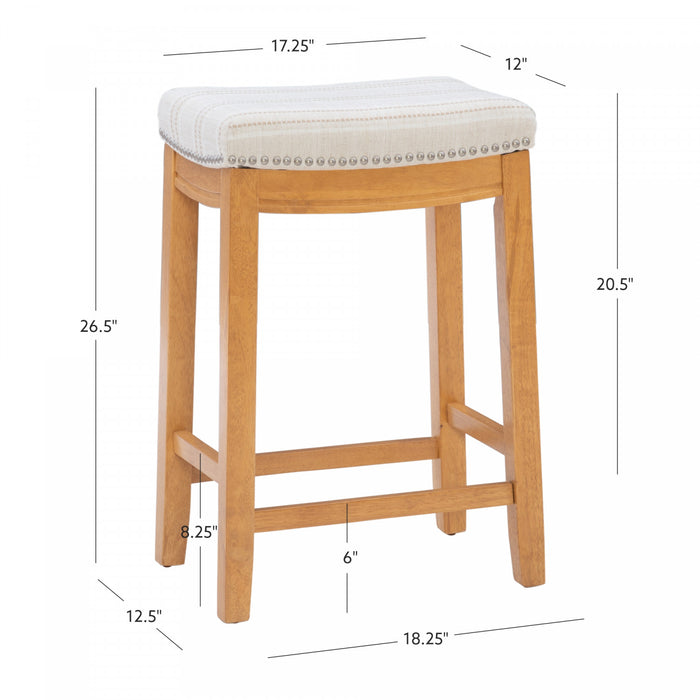 Claridge Linen-Look Fabric Backless Counter-Height Stool - Rustic Stripe
