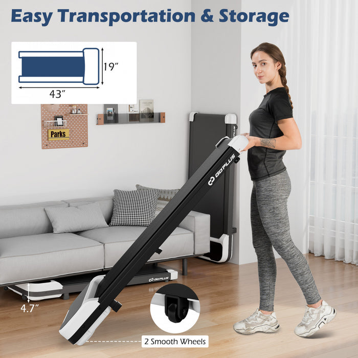 Goplus 2.5hp Under Desk Treadmill For Home And Office Remote Control Led Display White