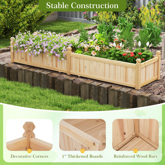 Costway Wooden Raised Garden Bed Outdoor Rectangular Planter Box Whth Drainage Holes, Natural