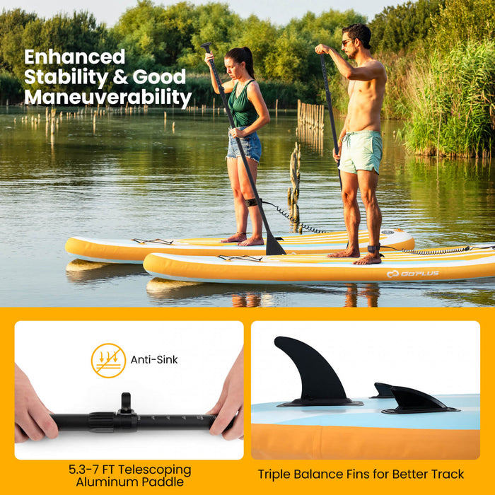 Goplus Large Inflatable Sup Board, Portable Paddle Board With 5d Rings Stand Up Paddle Board For Youth & Adult Orange