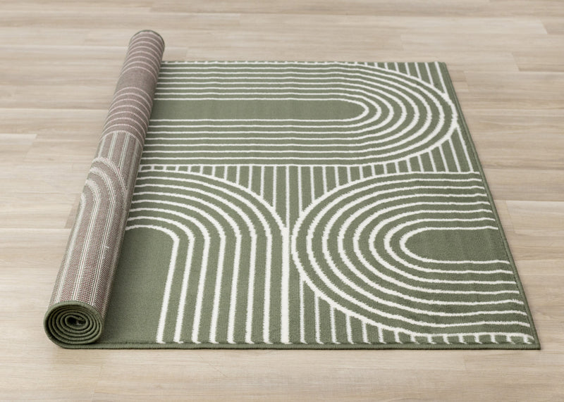 Florence Green White Modern Geometric Arches Rug, 2'7\" x 4'11\" Indoor Area Rug