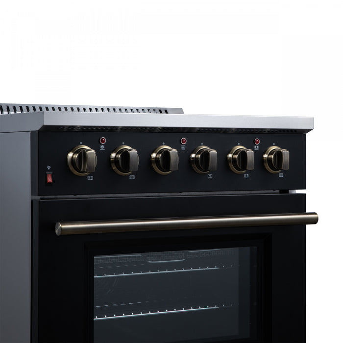 Forno Galiano 30 Inch Freestanding Electric range, 4 radiant burners, 4.32 cu.ft, Black - FFSEL6083-30BLK Electric Range