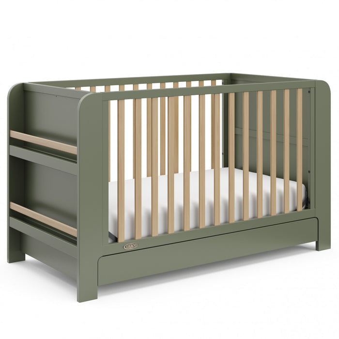 Graco Read with Me Convertible Crib with Drawer - Olive/Driftwood
