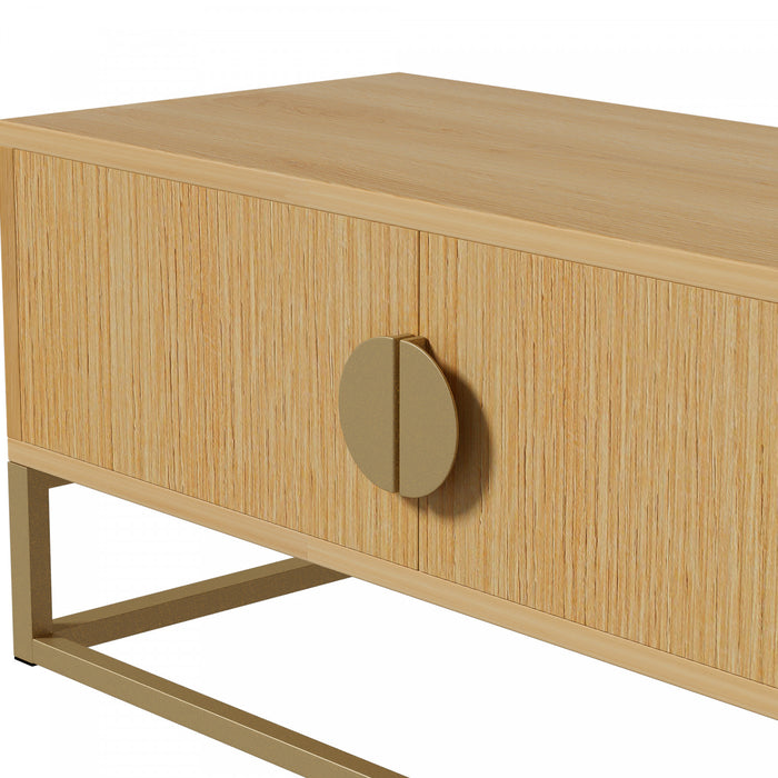 Aspect 70.8 Inch Modern TV Cabinet with Wood Grain Finish and Soft-Close Hinges, Natural