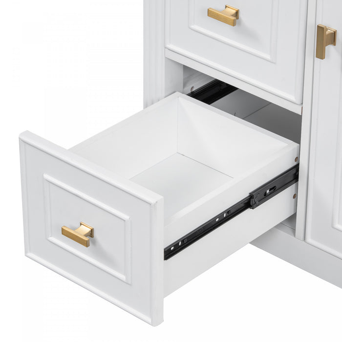 Olivia 30\" Bathroom Vanity with Ceramic Sink and Solid Rubberwood, White